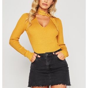 Mustard colored body suit